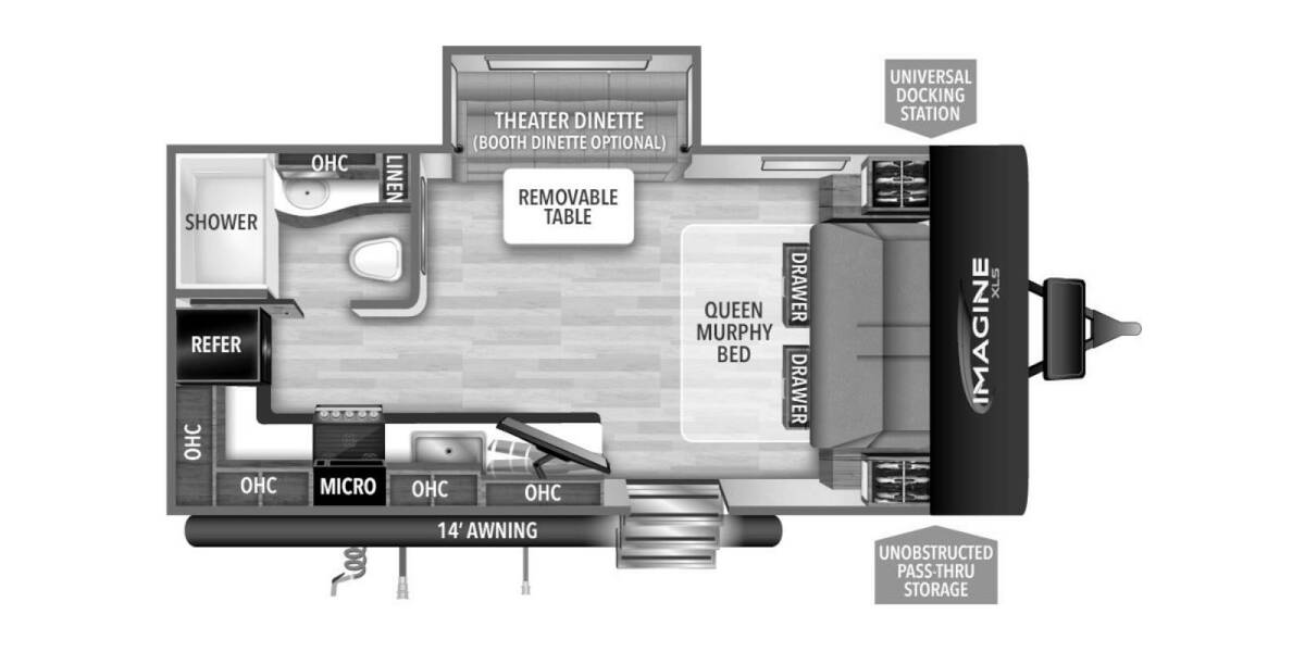 2023 Grand Design Imagine XLS 17MKE Travel Trailer at Grand Design - Greeneway RV STOCK# 10717 Floor plan Layout Photo