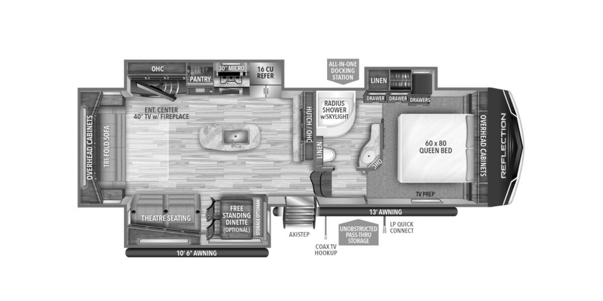 2023 Grand Design Reflection 303RLS Fifth Wheel at Grand Design - Greeneway RV STOCK# 10787 Floor plan Layout Photo