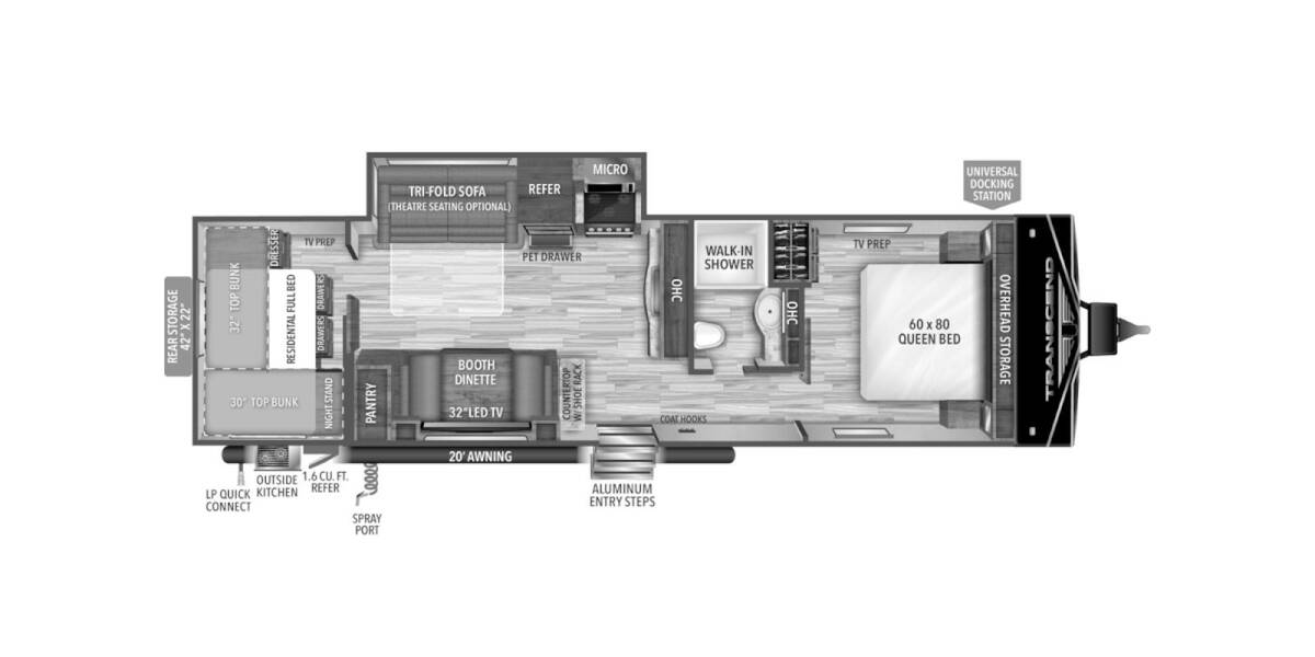 2023 Grand Design Transcend Xplor 297QB Travel Trailer at Grand Design - Greeneway RV STOCK# 10809 Floor plan Layout Photo