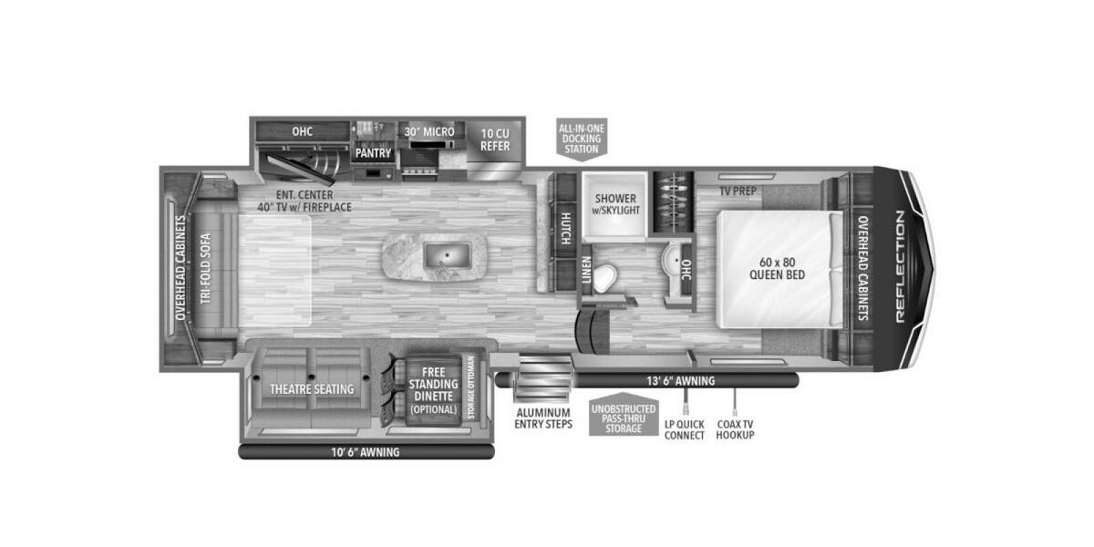 2022 Grand Design Reflection 150 295RL Fifth Wheel at Grand Design - Greeneway RV STOCK# 10857A Floor plan Layout Photo