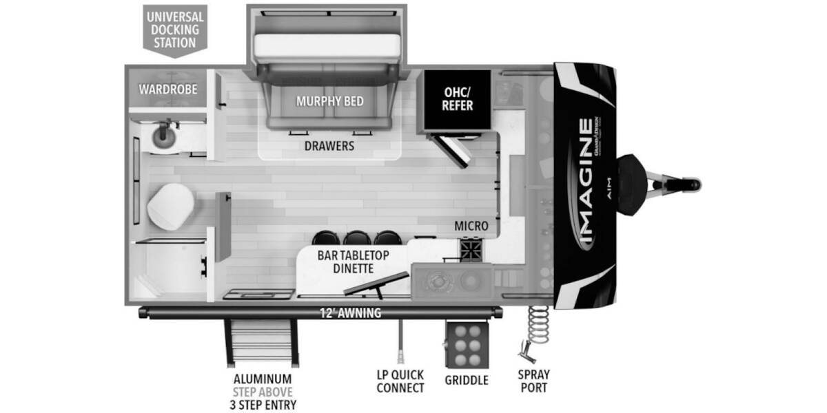 2024 Grand Design Imagine AIM 14MS Travel Trailer at Grand Design - Greeneway RV STOCK# 11011 Floor plan Layout Photo