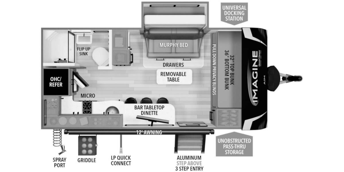 2024 Grand Design Imagine AIM 16BL Travel Trailer at Grand Design - Greeneway RV STOCK# 11013 Floor plan Layout Photo