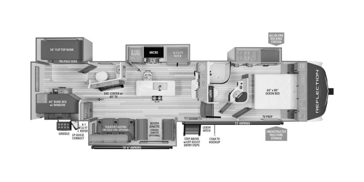 2024 Grand Design Reflection 311BHS Fifth Wheel at Grand Design - Greeneway RV STOCK# 11029 Floor plan Layout Photo