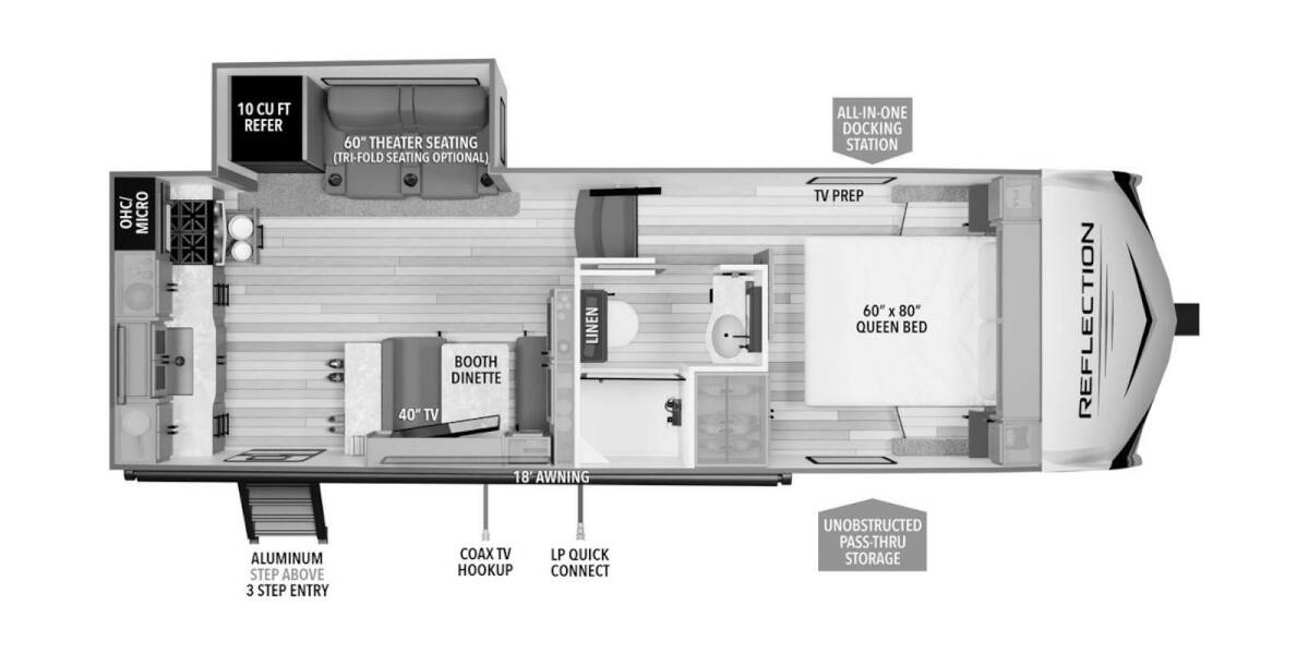 2024 Grand Design Reflection 100 Series 22RK Fifth Wheel at Grand Design - Greeneway RV STOCK# 11038 Floor plan Layout Photo