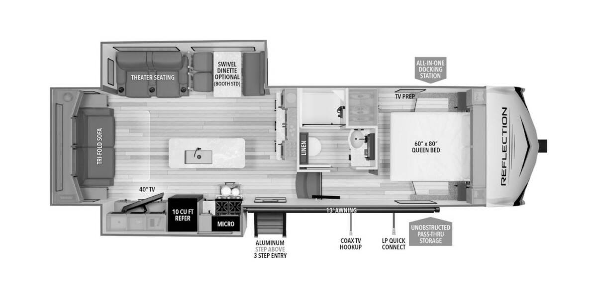 2024 Grand Design Reflection 100 Series 28RL Fifth Wheel at Grand Design - Greeneway RV STOCK# 11040 Floor plan Layout Photo