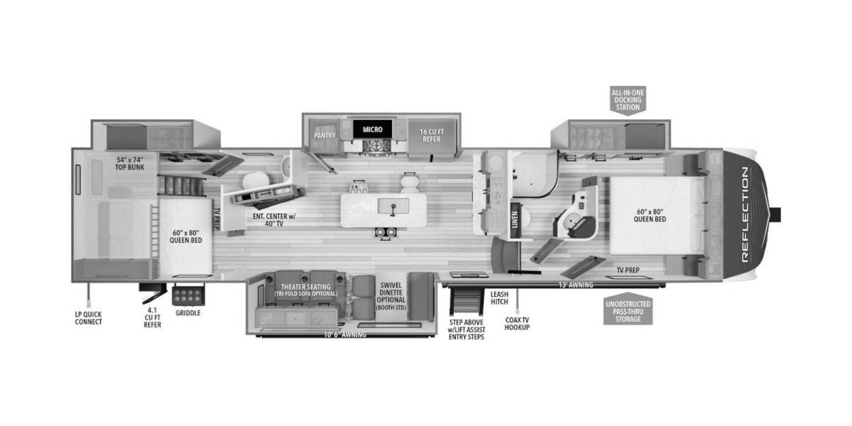 2024 Grand Design Reflection 362TBS Fifth Wheel at Grand Design - Greeneway RV STOCK# 11110 Floor plan Layout Photo