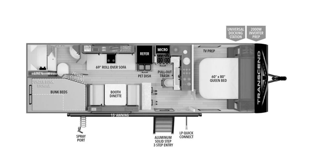 2024 Grand Design Transcend Xplor 24BHX Travel Trailer at Grand Design - Greeneway RV STOCK# 11131 Floor plan Layout Photo