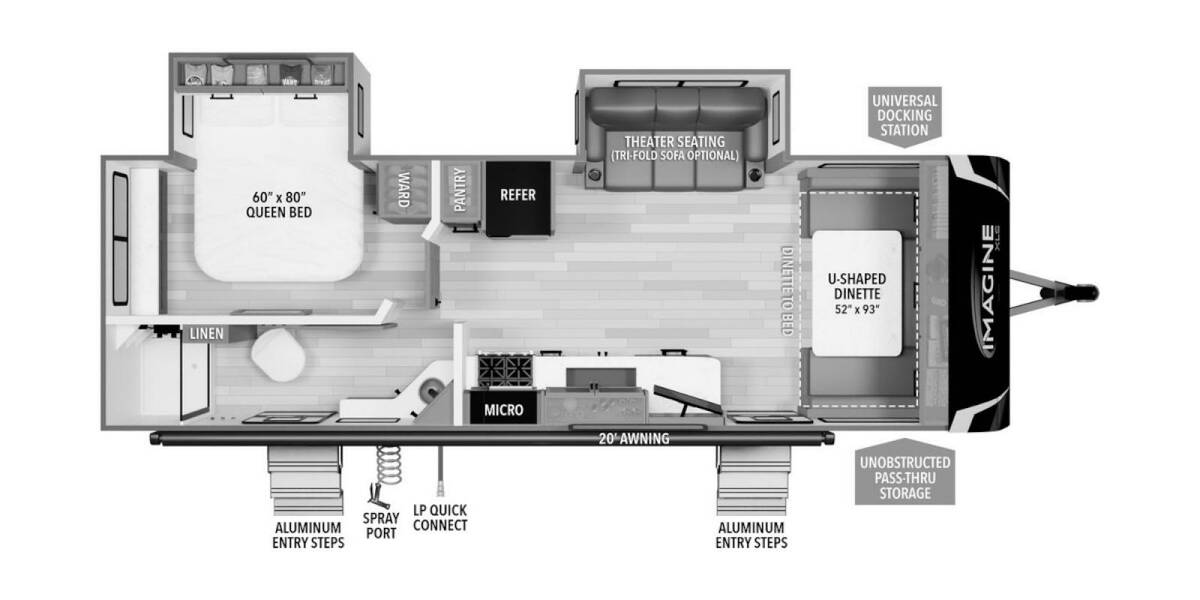 2024 Grand Design Imagine XLS 24BSE Travel Trailer at Grand Design - Greeneway RV STOCK# 11161 Floor plan Layout Photo