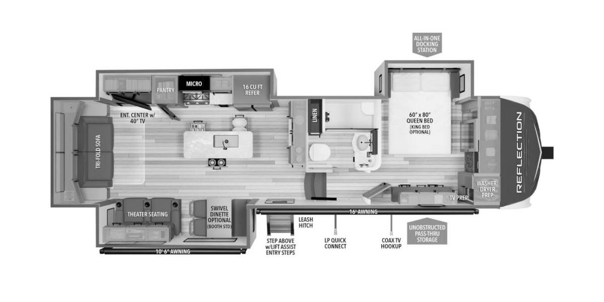 2024 Grand Design Reflection 337RLS Fifth Wheel at Grand Design - Greeneway RV STOCK# 11171 Floor plan Layout Photo