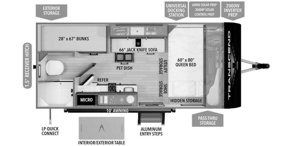 2025 Grand Design Transcend One 151BH Travel Trailer at Grand Design - Greeneway RV STOCK# 11192 Floor plan Layout Photo