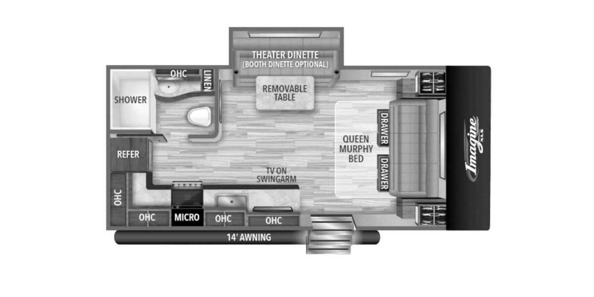 2021 Grand Design Imagine XLS 17MKE Travel Trailer at Grand Design - Greeneway RV STOCK# 11015A Floor plan Layout Photo