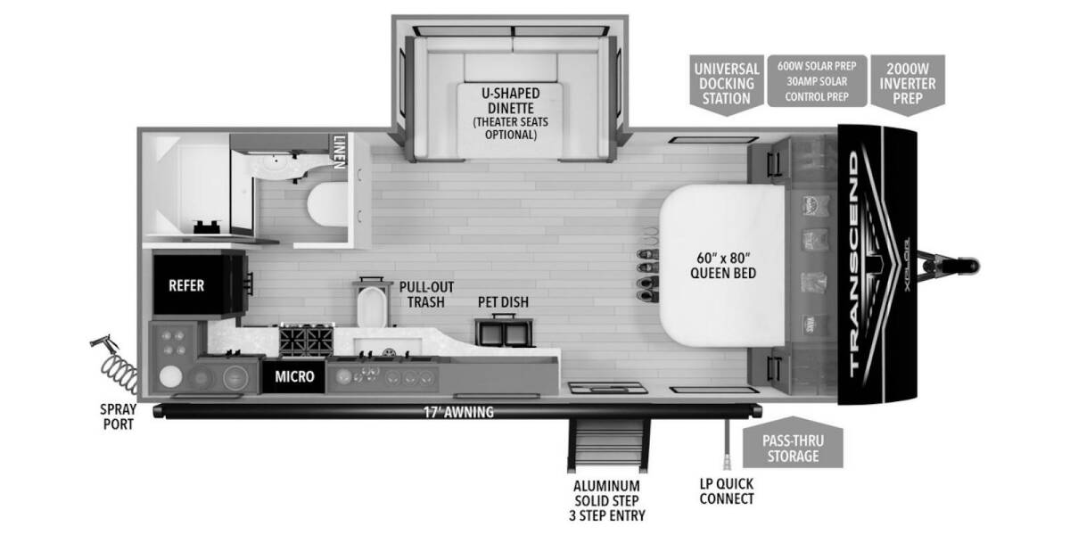 2025 Grand Design Transcend Xplor 20MKX Travel Trailer at Grand Design - Greeneway RV STOCK# 11276 Floor plan Layout Photo