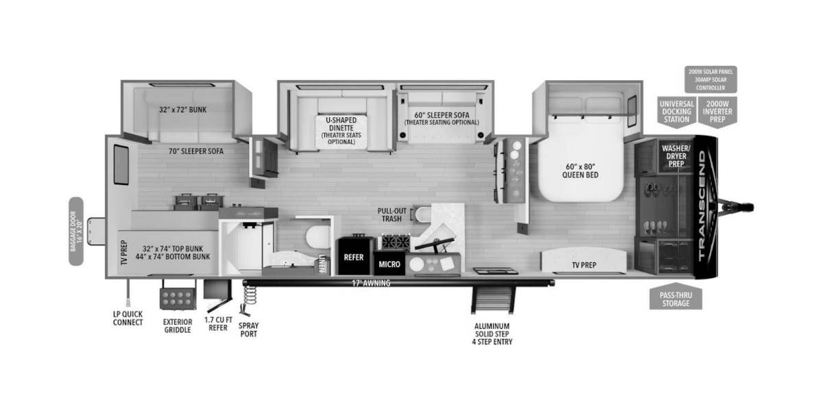 2025 Grand Design Transcend 335BHT Travel Trailer at Grand Design - Greeneway RV STOCK# 11277 Floor plan Layout Photo