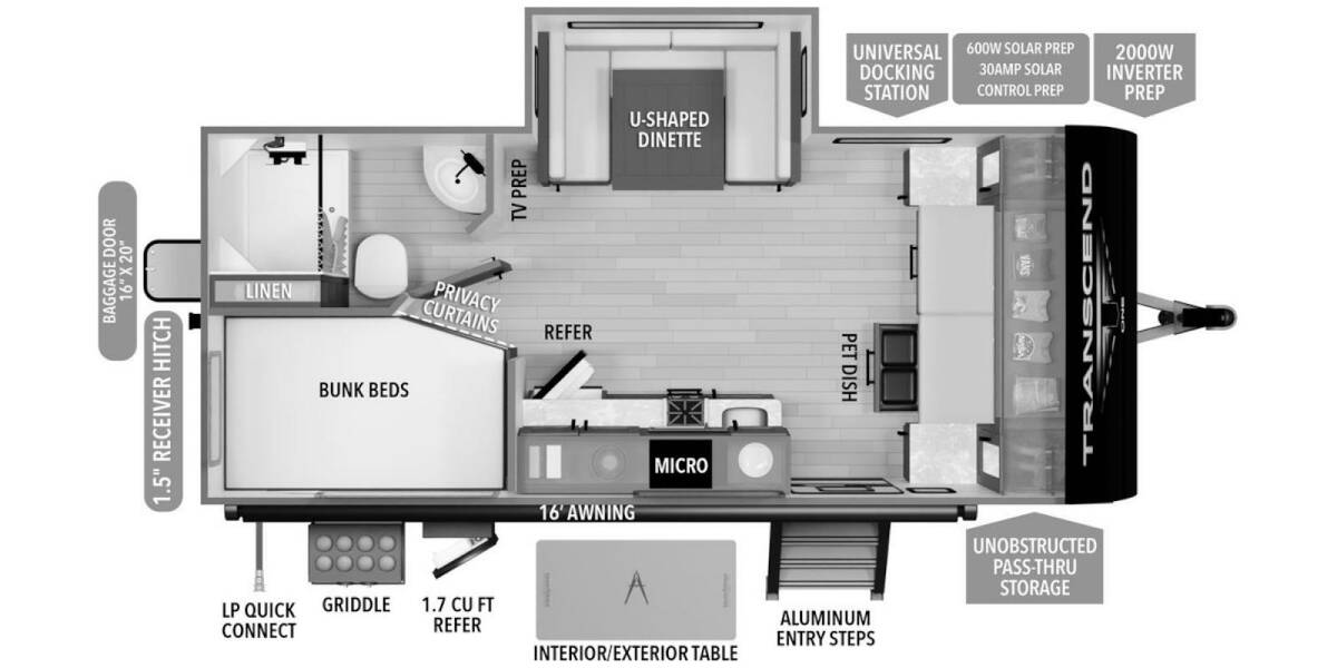 2025 Grand Design Transcend One 161BH Travel Trailer at Grand Design - Greeneway RV STOCK# 11279 Floor plan Layout Photo