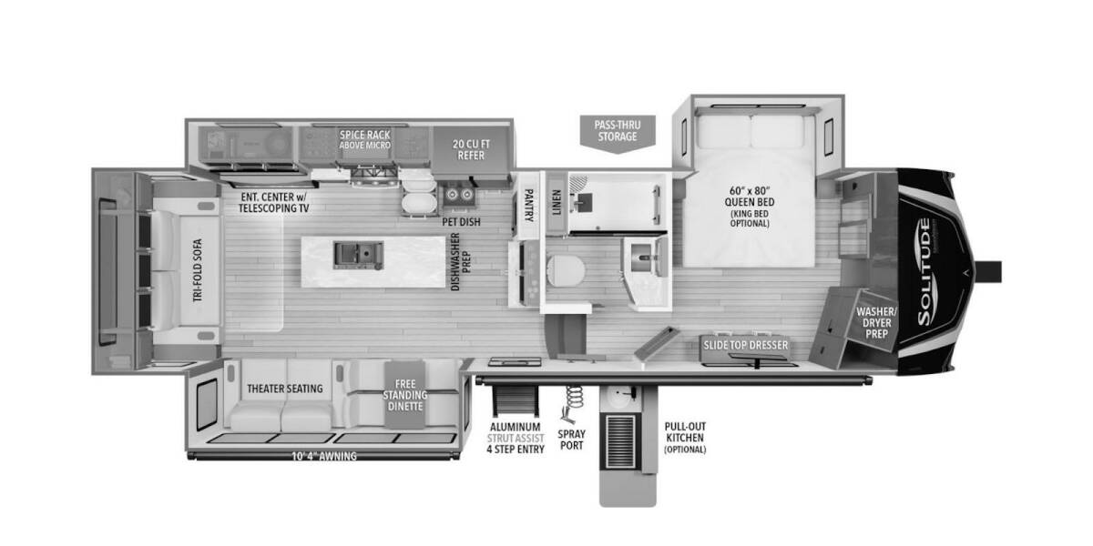 2025 Grand Design Solitude 310GK Fifth Wheel at Grand Design - Greeneway RV STOCK# 11304 Floor plan Layout Photo