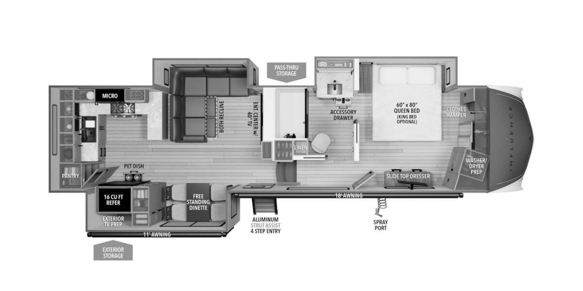 2025 Grand Design Influence 3203GK Fifth Wheel at Grand Design - Greeneway RV STOCK# 11305 Floor plan Layout Photo