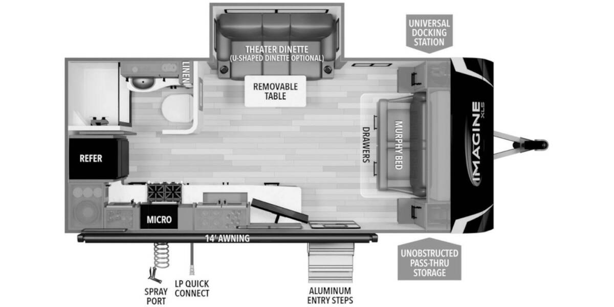 2024 Grand Design Imagine XLS 17MKE Travel Trailer at Grand Design - Greeneway RV STOCK# 11166A Floor plan Layout Photo