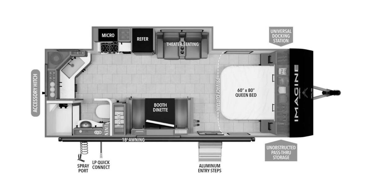 2025 Grand Design Imagine XLS 22MLE Travel Trailer at Grand Design - Greeneway RV STOCK# 11309 Floor plan Layout Photo